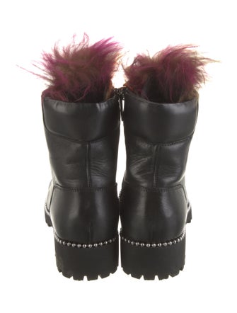 Cecelia Leather Fur Trim Combat Boots