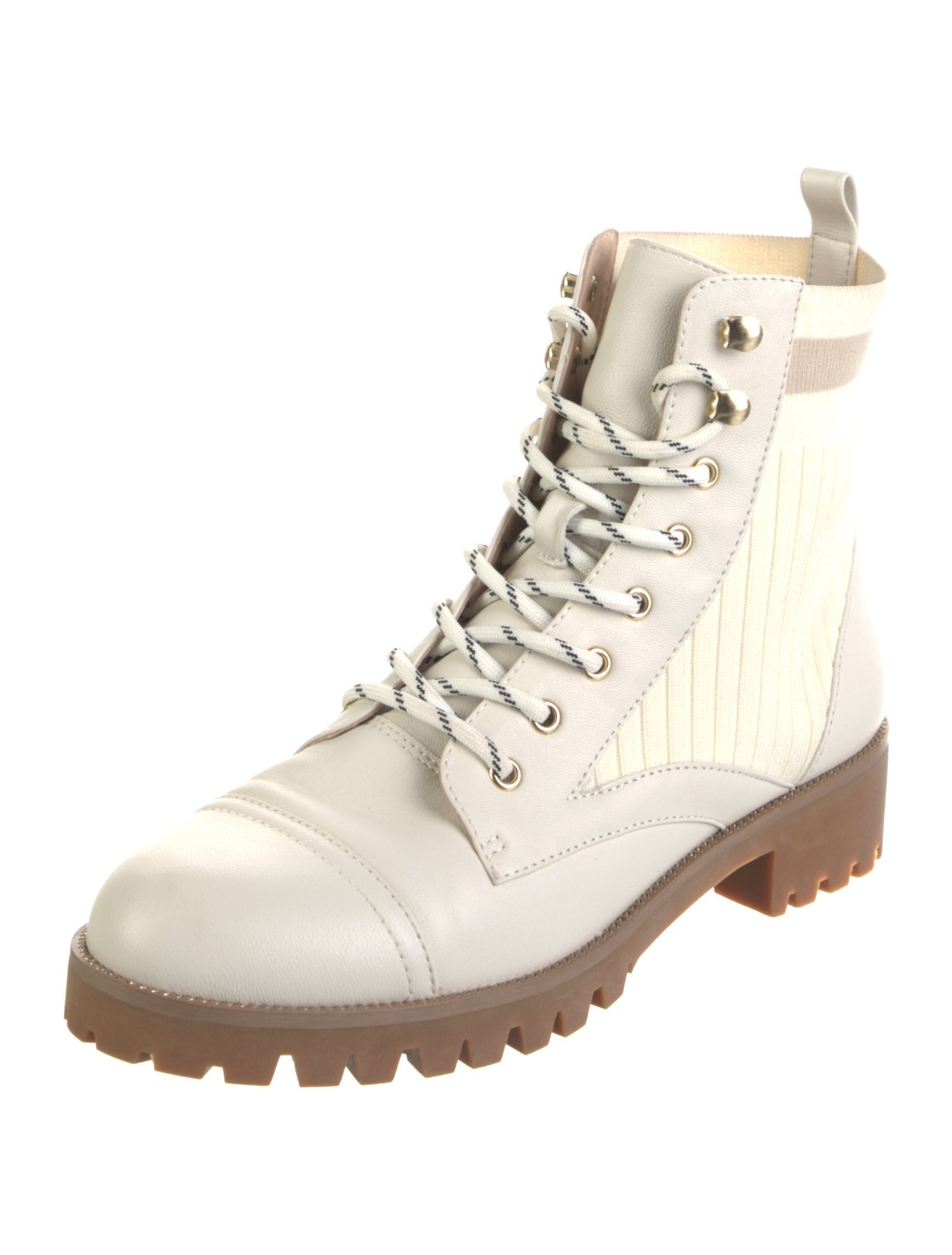Cecelia Leather Colorblock Pattern Combat Boots