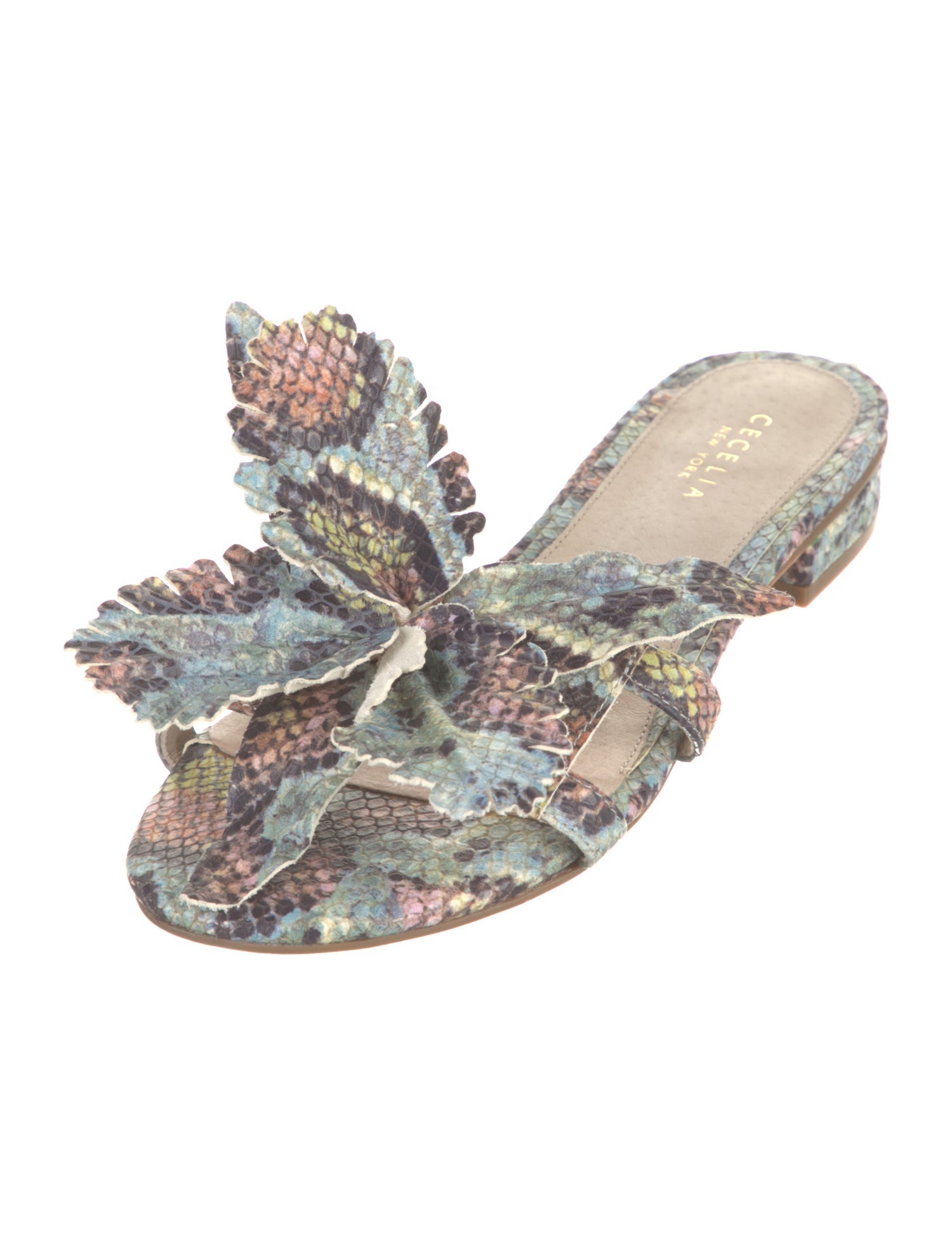 Cecelia Snakeskin Animal Print Slides