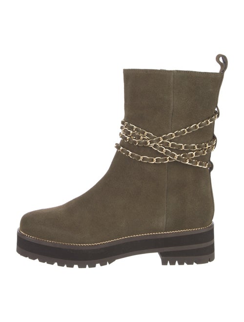 Cecelia Suede Chain-Link Accents Combat Boots