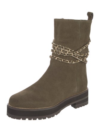 Cecelia Suede Chain-Link Accents Combat Boots