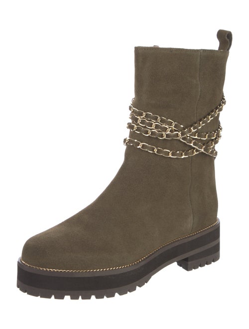 Cecelia Suede Chain-Link Accents Combat Boots