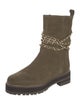 Cecelia Suede Chain-Link Accents Combat Boots