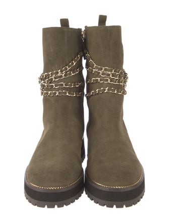 Cecelia Suede Chain-Link Accents Combat Boots