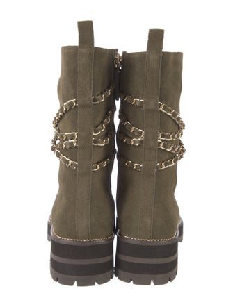 Cecelia Suede Chain-Link Accents Combat Boots