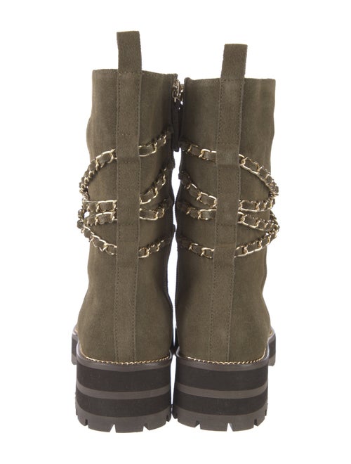 Cecelia Suede Chain-Link Accents Combat Boots