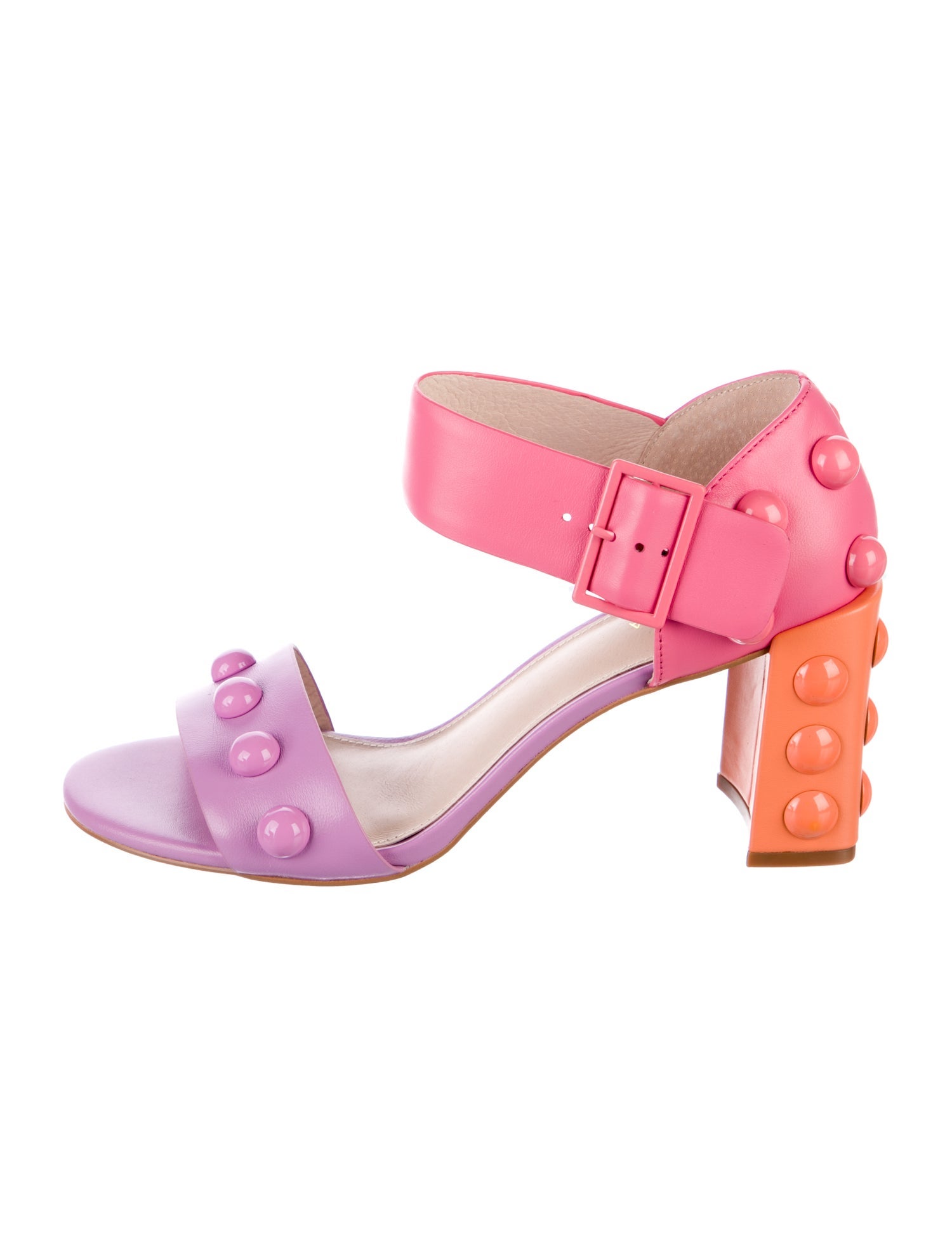 Cecelia Leather Colorblock Pattern Sandals