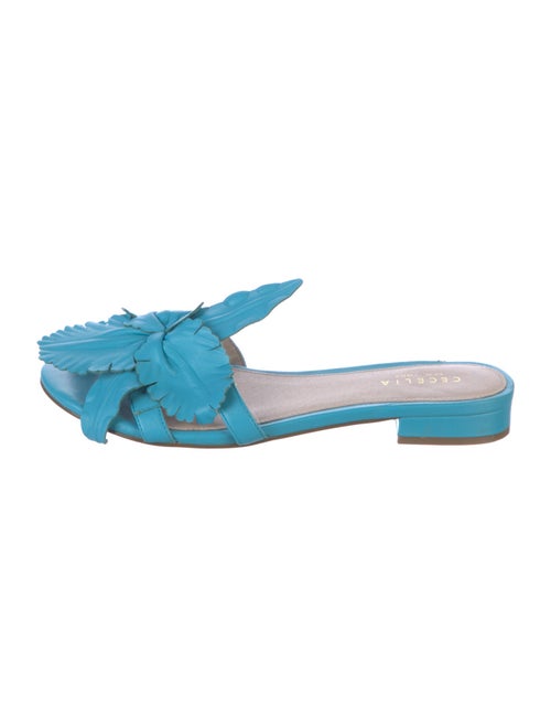 Cecelia Leather Ruffle Embellishment Slides