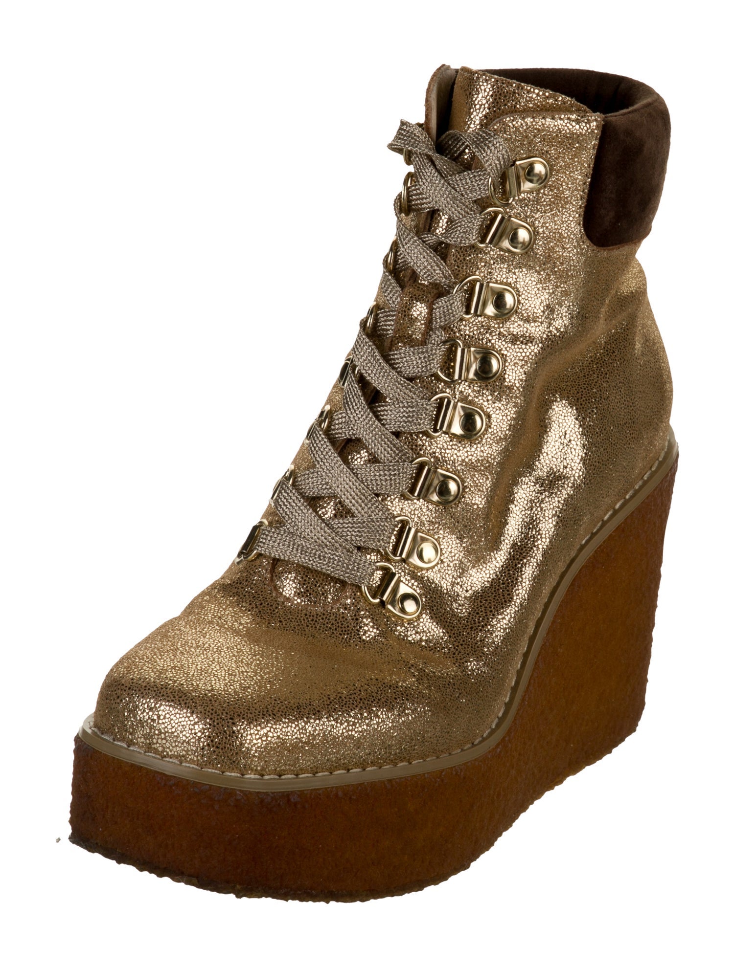 Cecelia Leather Colorblock Pattern Lace-Up Boots