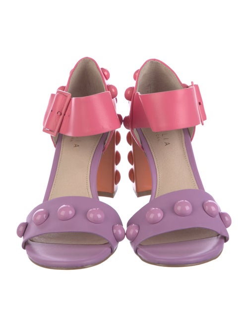 Cecelia Leather Colorblock Pattern Sandals