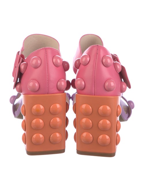 Cecelia Leather Colorblock Pattern Sandals