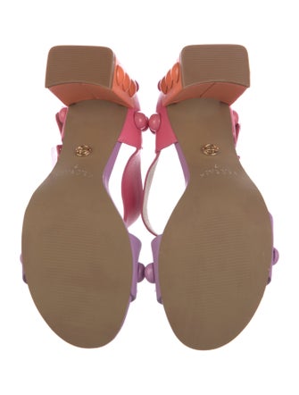 Cecelia Leather Colorblock Pattern Sandals