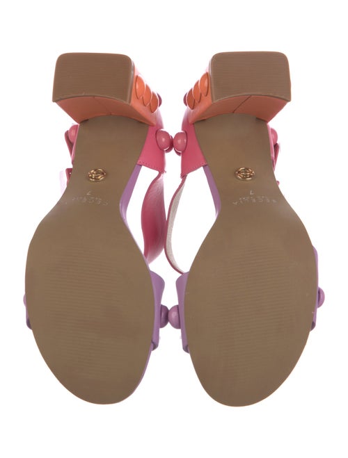 Cecelia Leather Colorblock Pattern Sandals