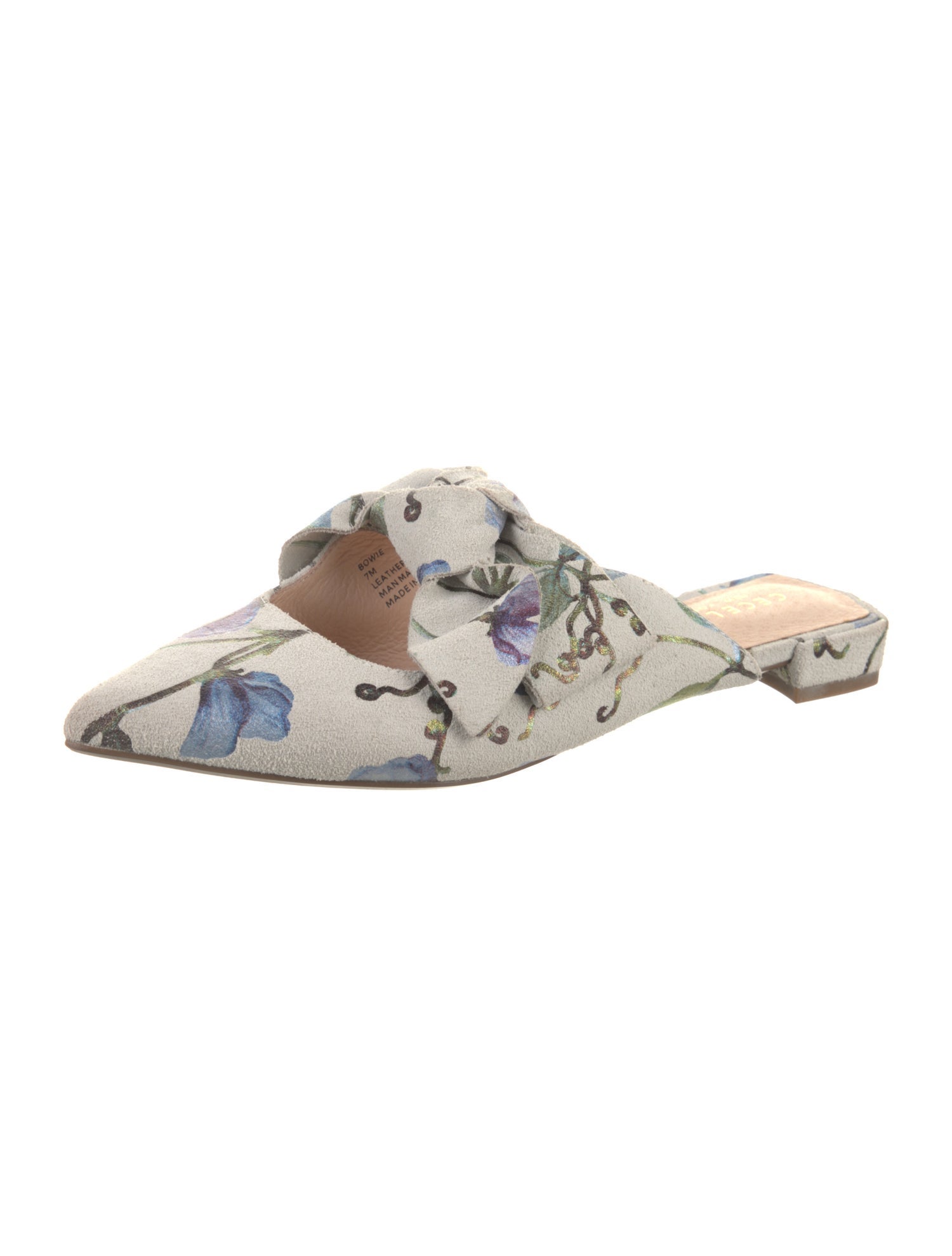 Cecelia Suede Floral Print Mules