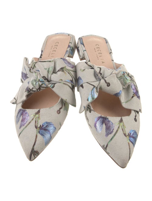 Cecelia Suede Floral Print Mules