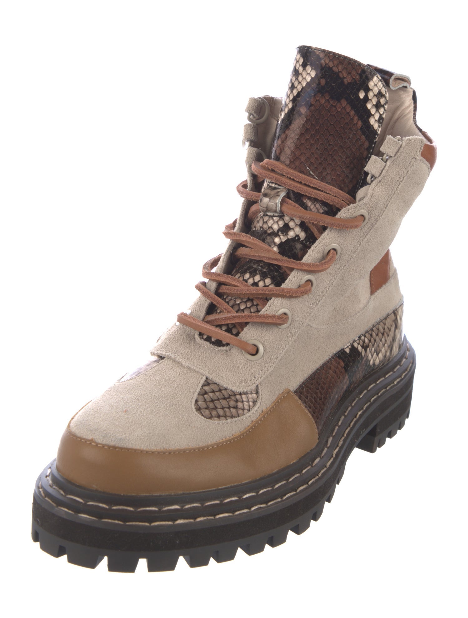 Cecelia Suede Printed Combat Boots