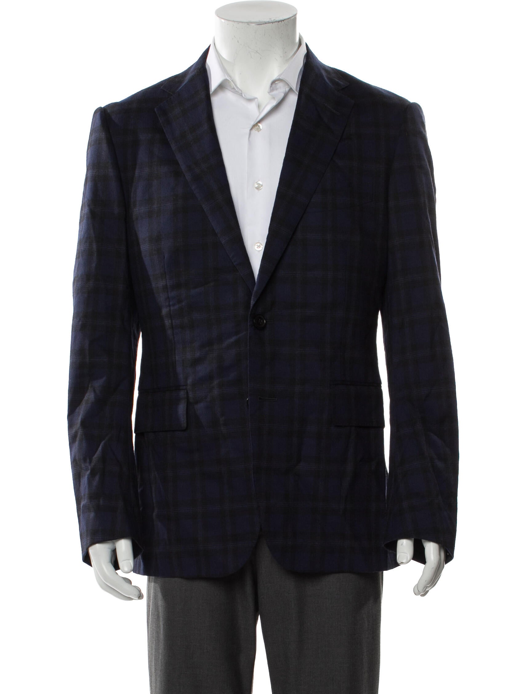 Casely-Hayford Wool Plaid Print Blazer