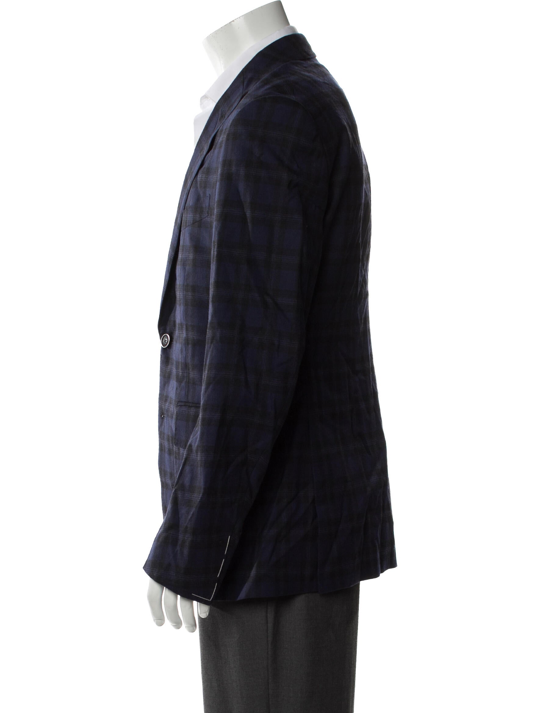 Casely-Hayford Wool Plaid Print Blazer