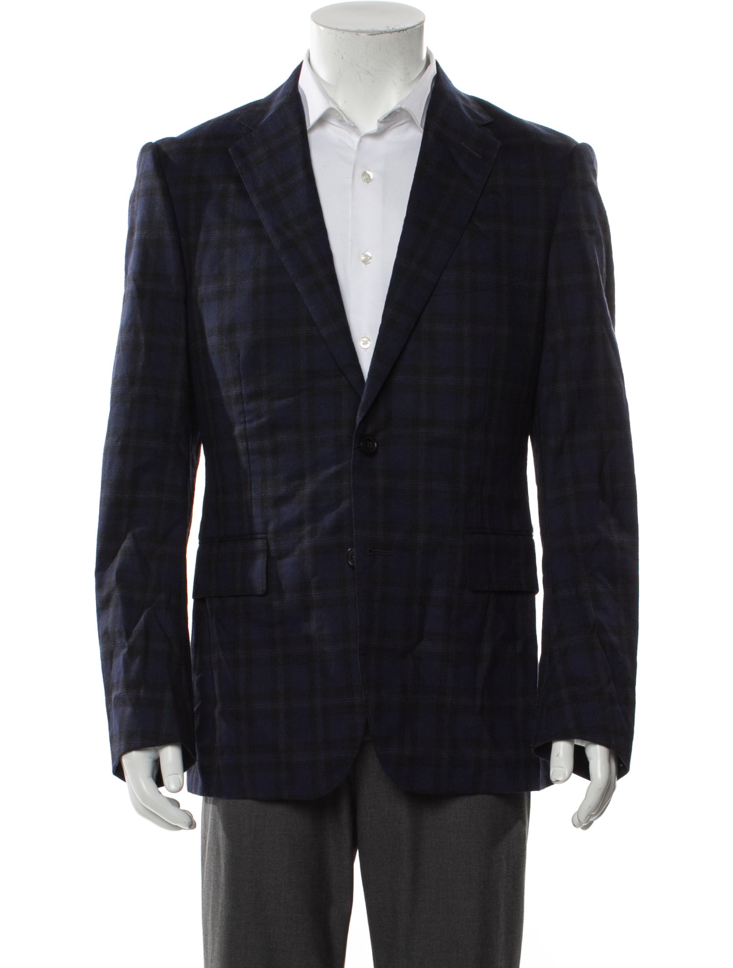 Casely-Hayford Wool Plaid Print Blazer