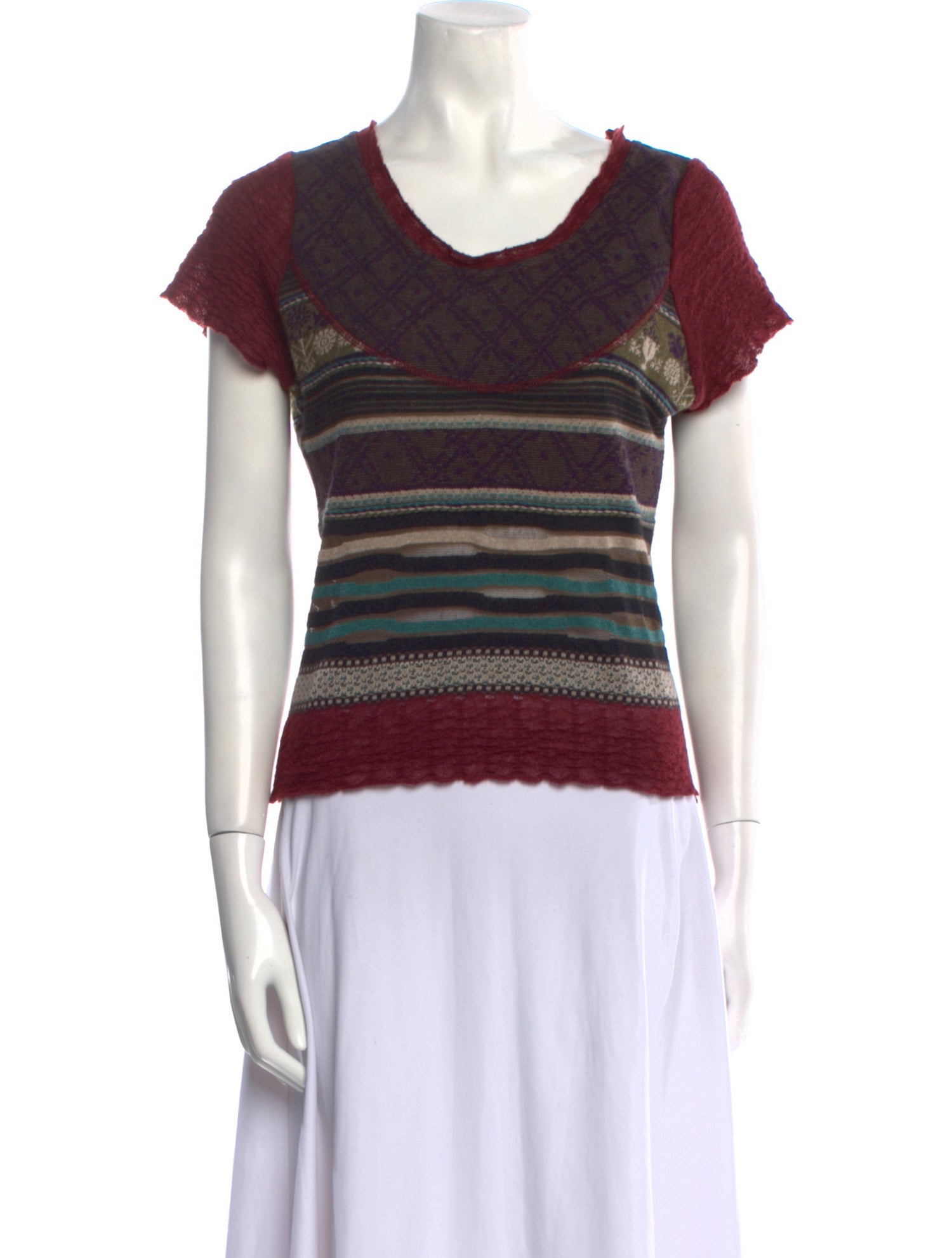 Catherine Andre Striped V-Neck T-Shirt