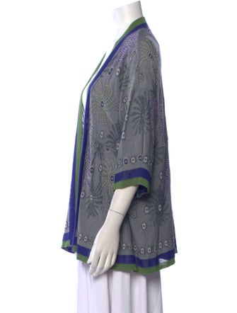 Catherine Andre Floral Print Open Front Sweater