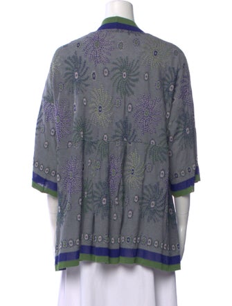 Catherine Andre Floral Print Open Front Sweater