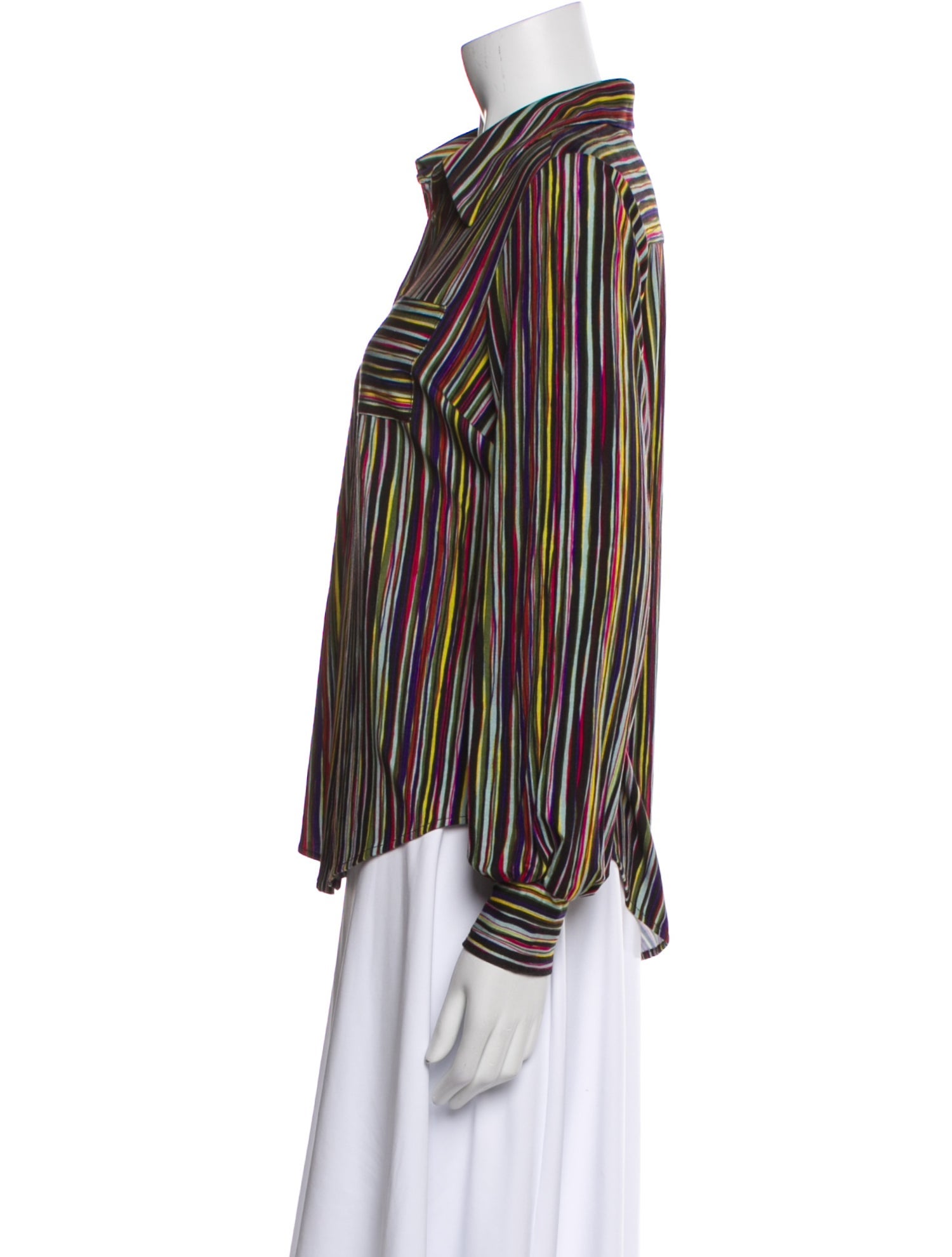 Catherine Andre Striped Long Sleeve Button-Up Top