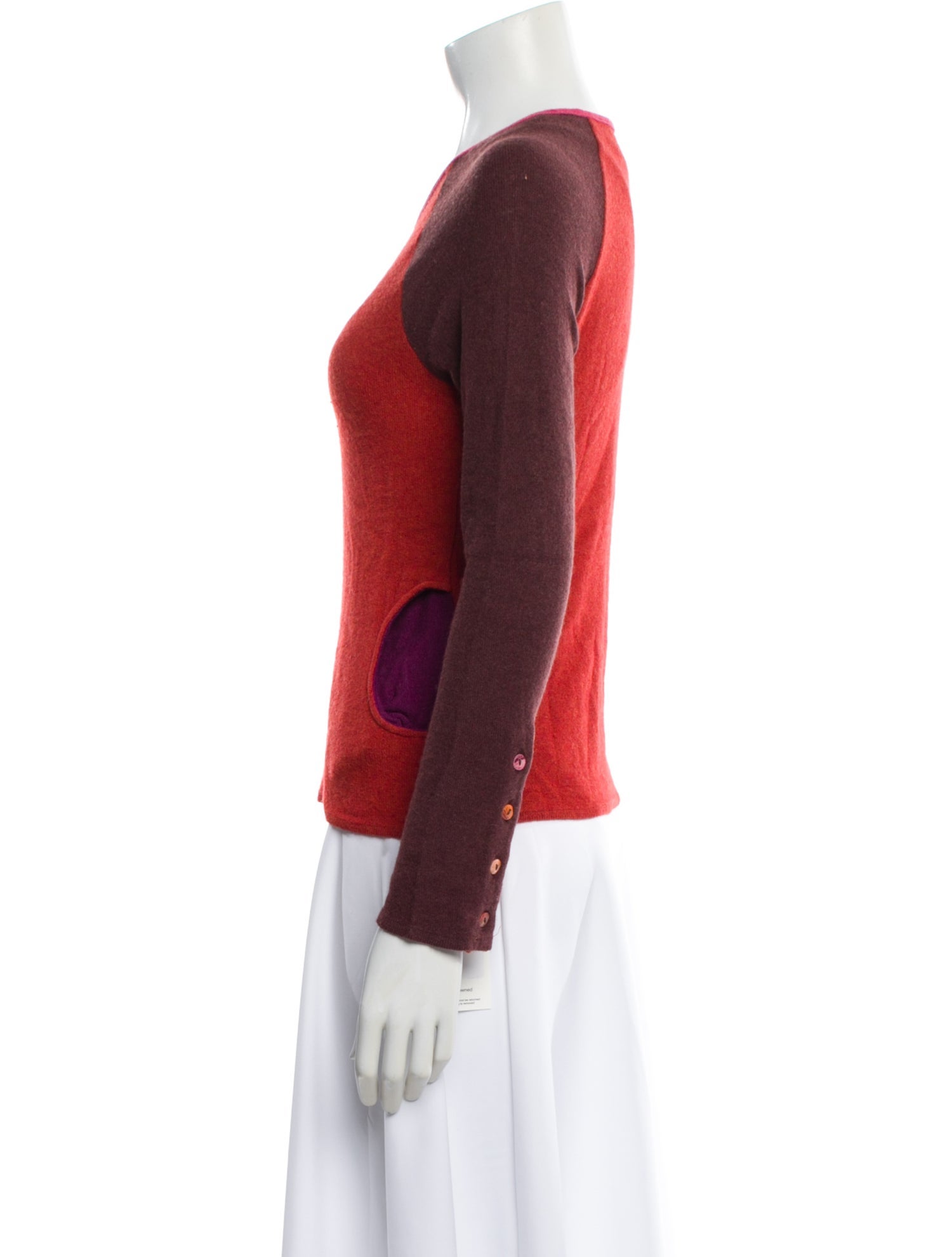 Catherine Andre Colorblock Pattern Scoop Neck Sweater