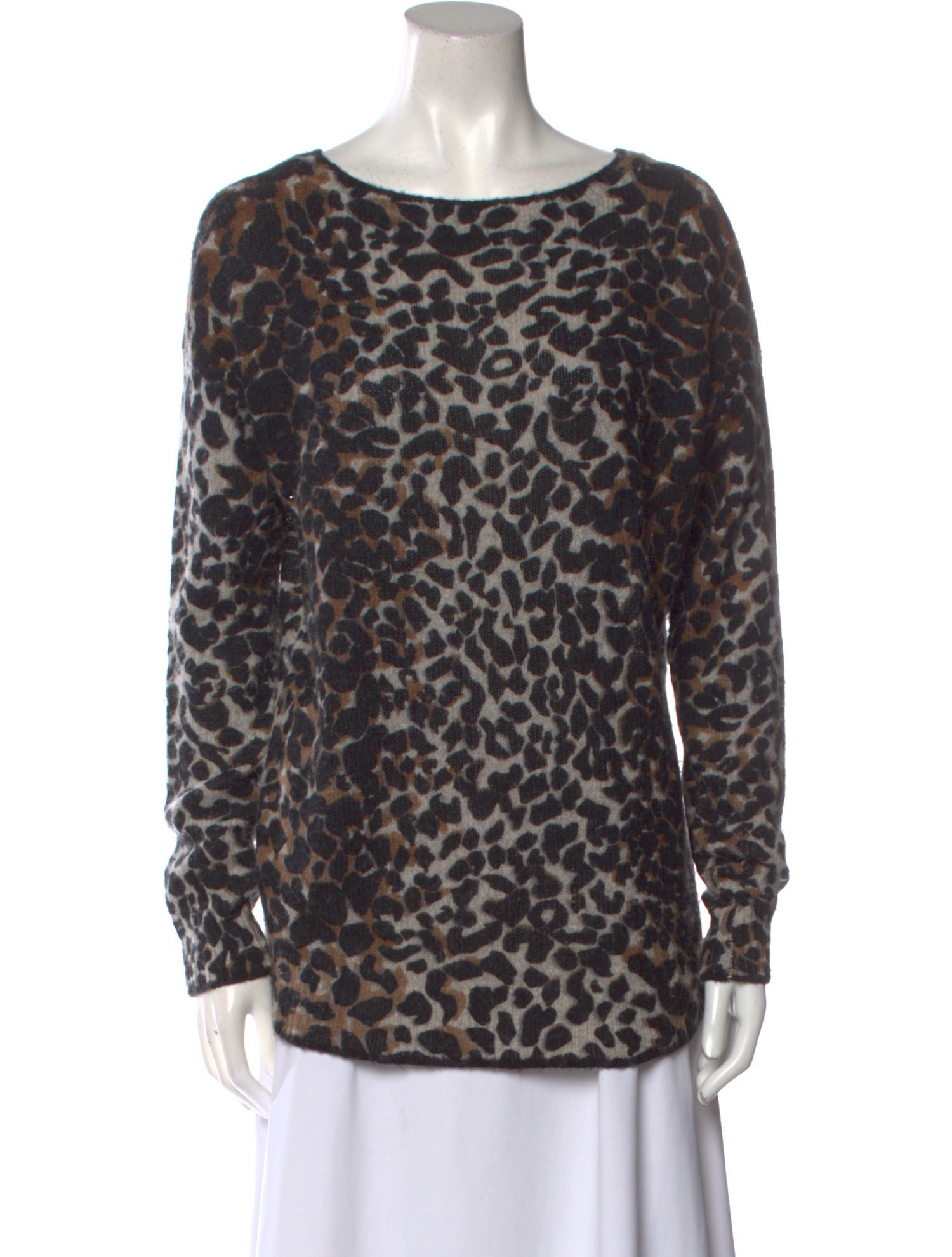 360 Cashmere Merino Wool Animal Print Sweater