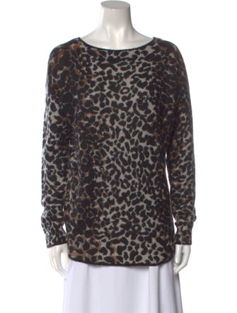 360 Cashmere Merino Wool Animal Print Sweater