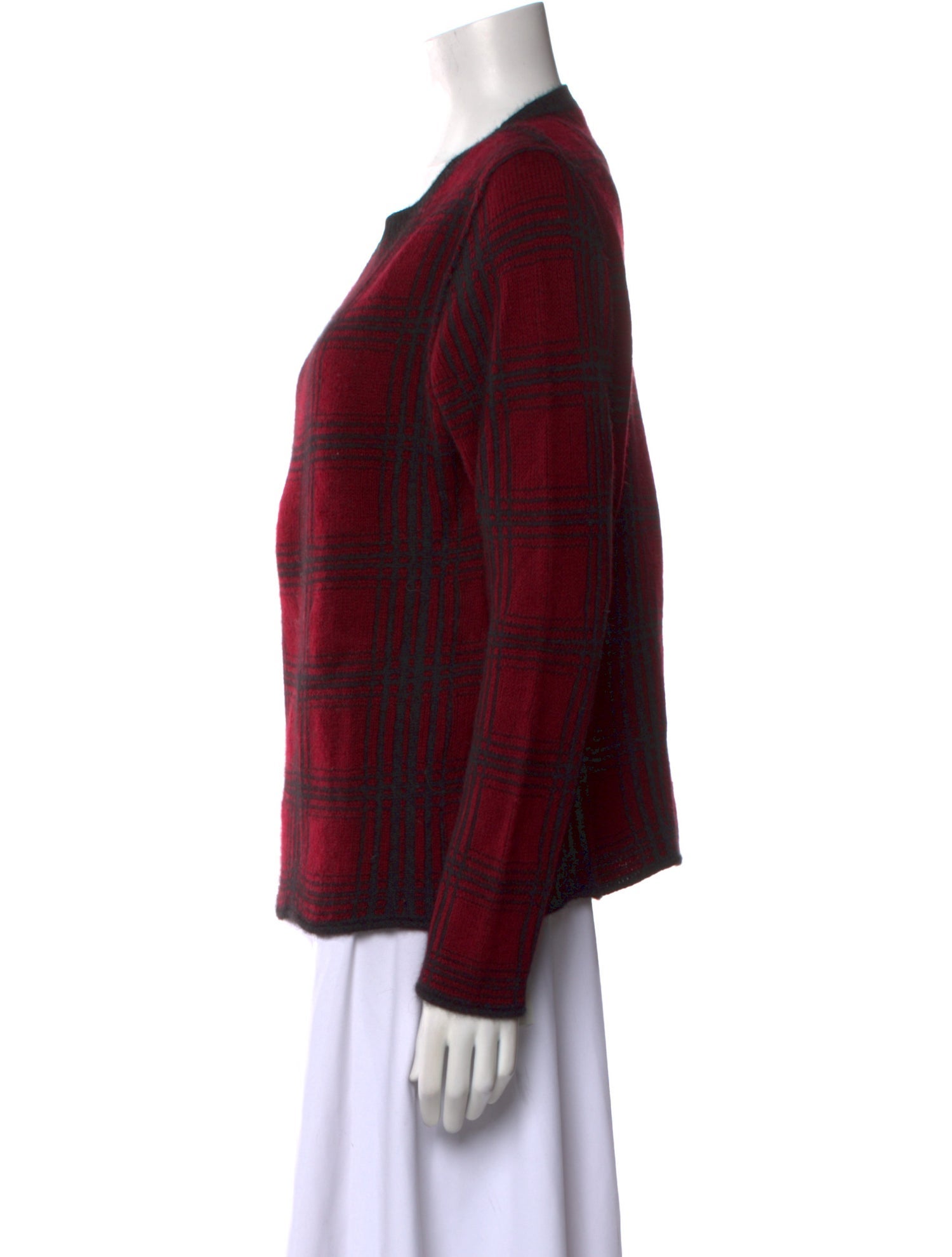 360 Cashmere Cashmere Plaid Print Sweater
