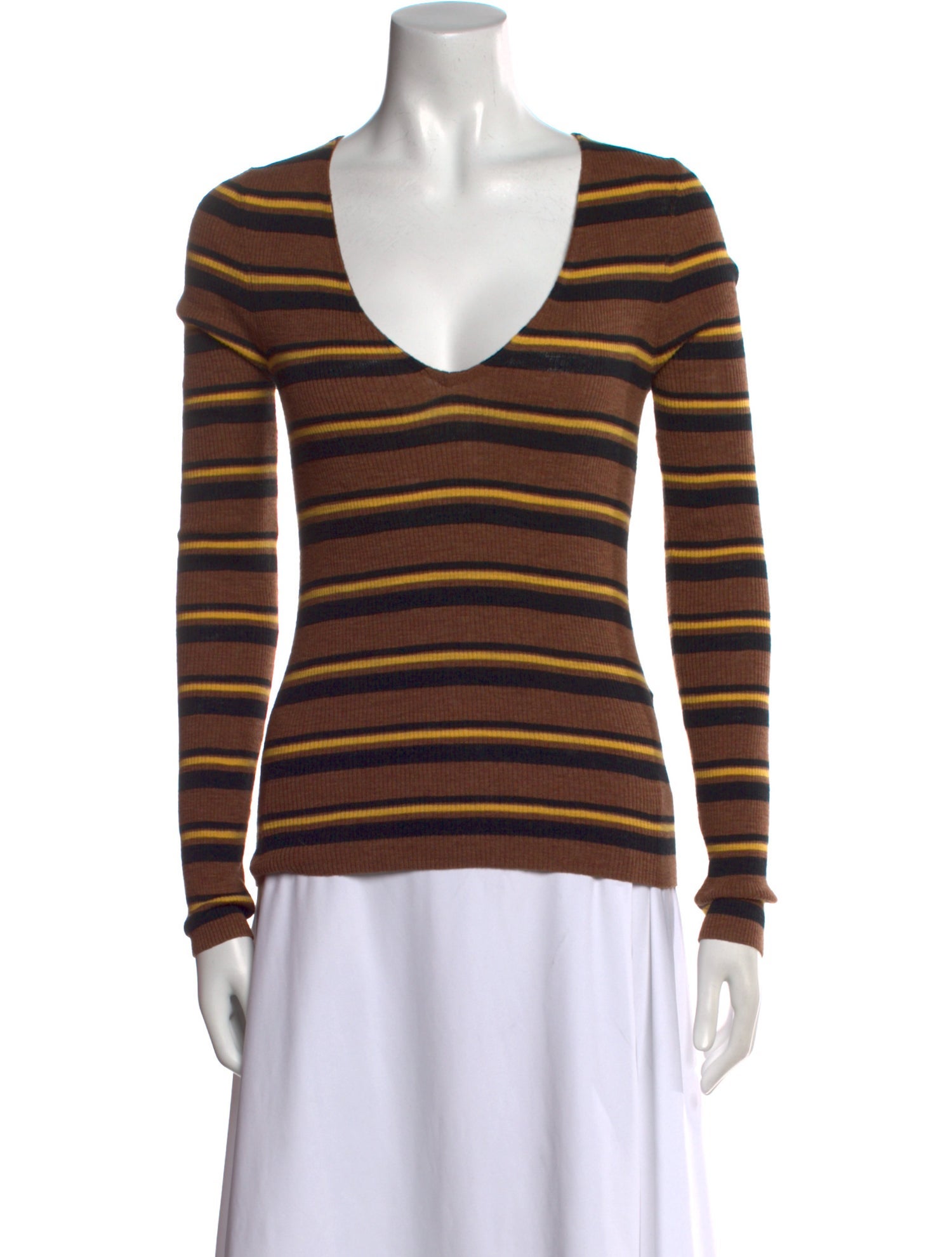 360 Cashmere Striped V-Neck Sweater