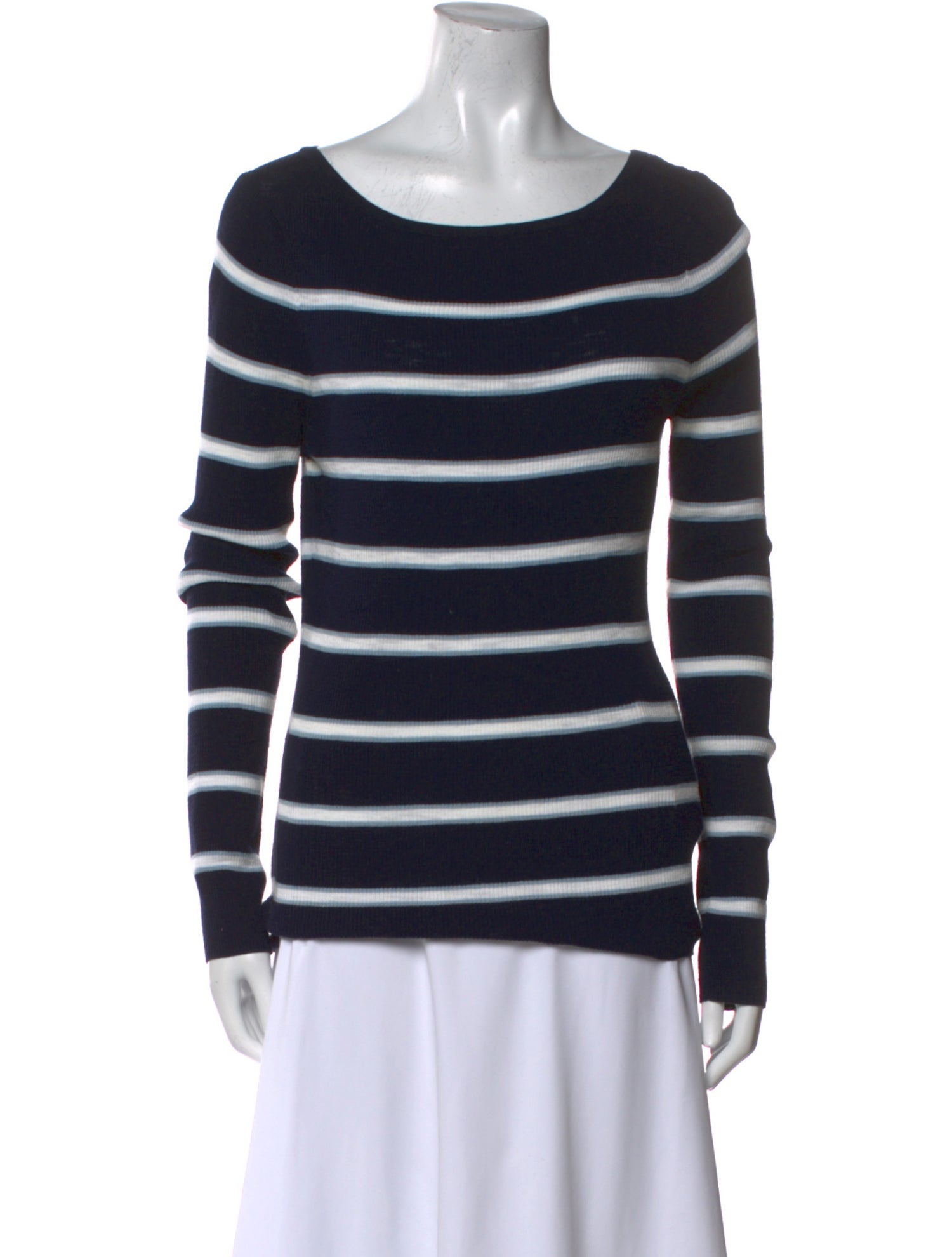 360 Cashmere Striped Scoop Neck Sweater