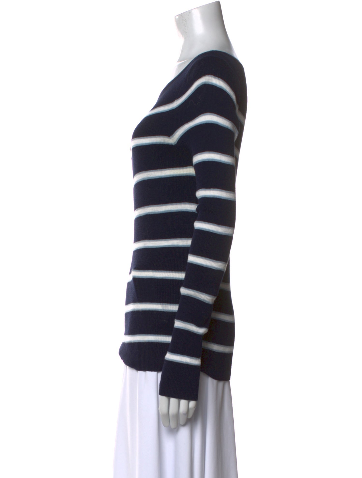 360 Cashmere Striped Scoop Neck Sweater