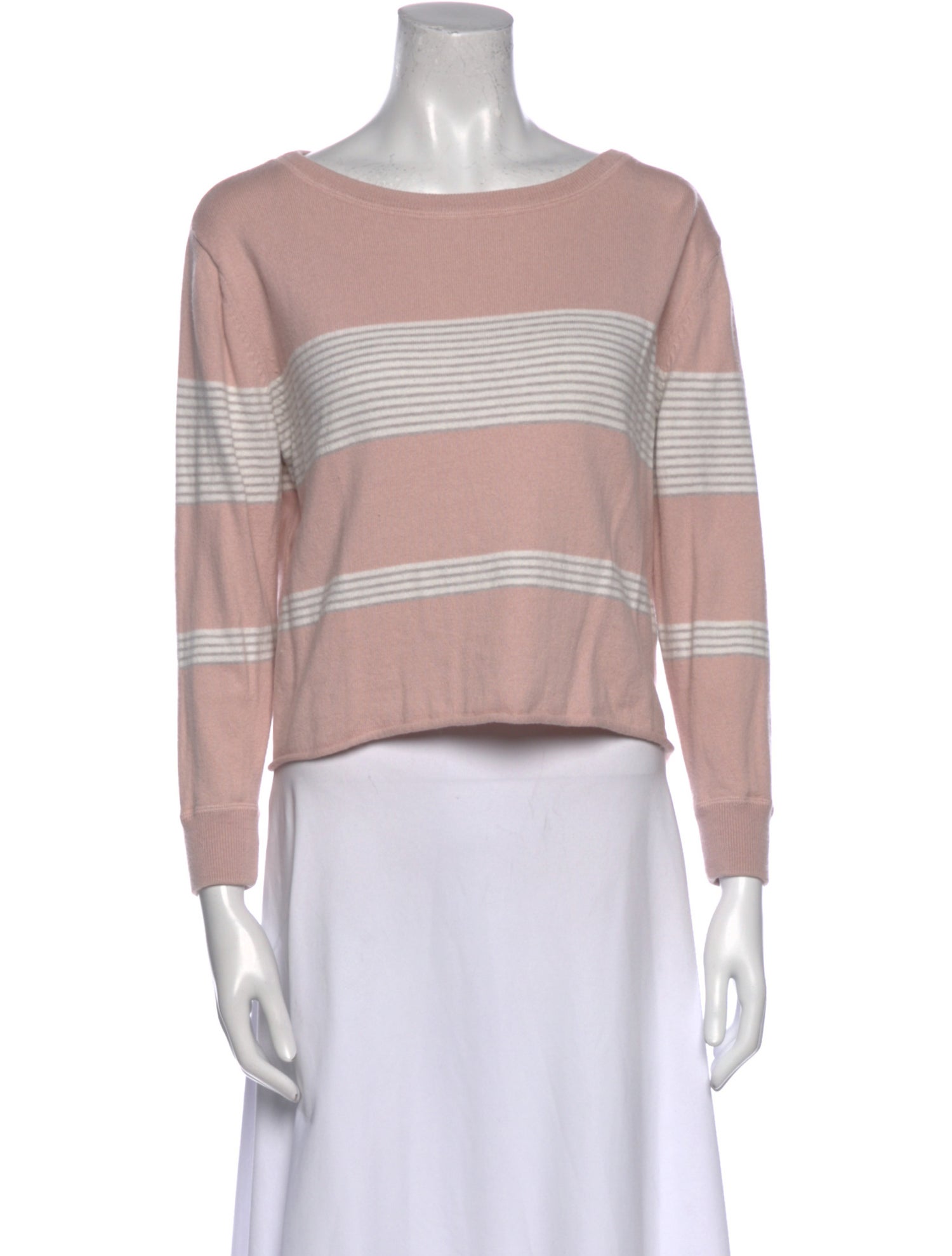 360 Cashmere Striped Bateau Neckline Sweater