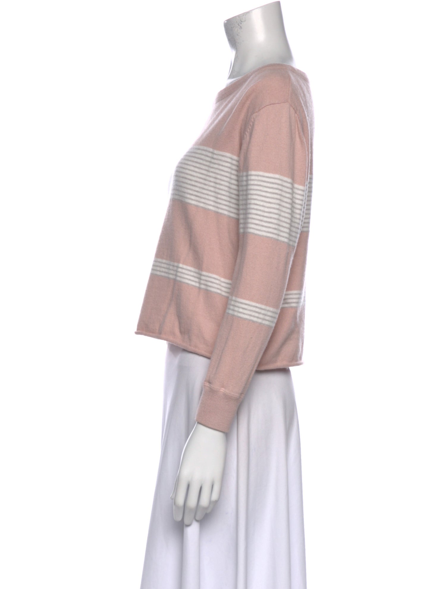 360 Cashmere Striped Bateau Neckline Sweater