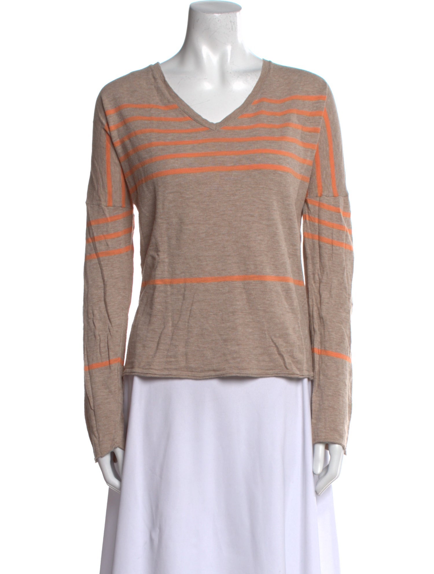 360 Cashmere Striped V-Neck Top