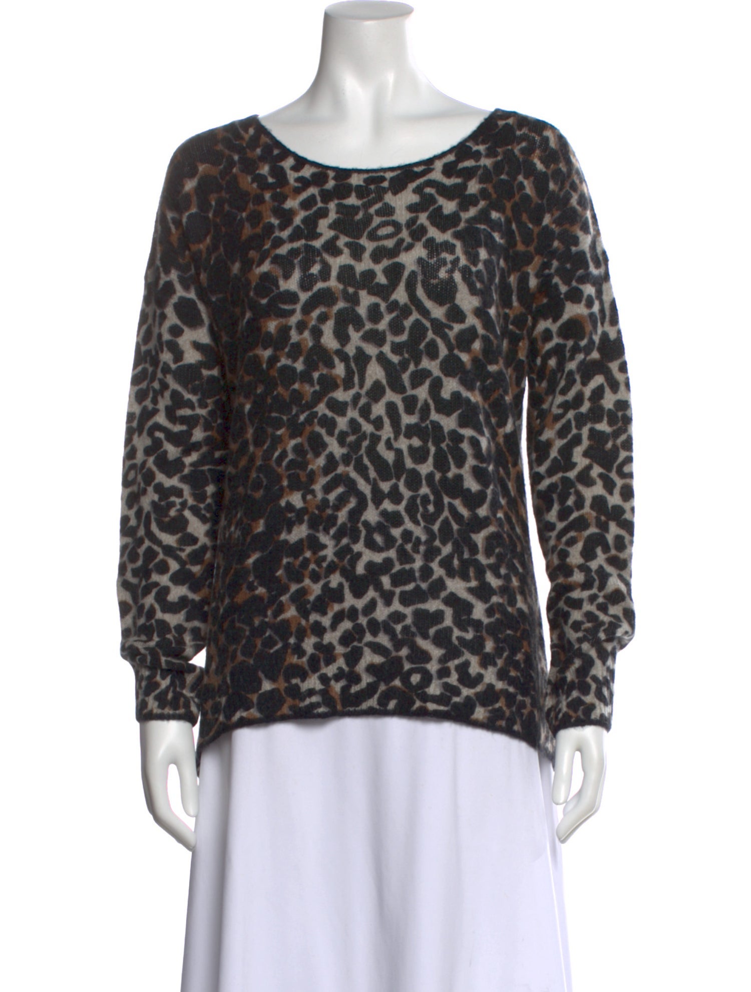 360 Cashmere Animal Print Scoop Neck Sweater