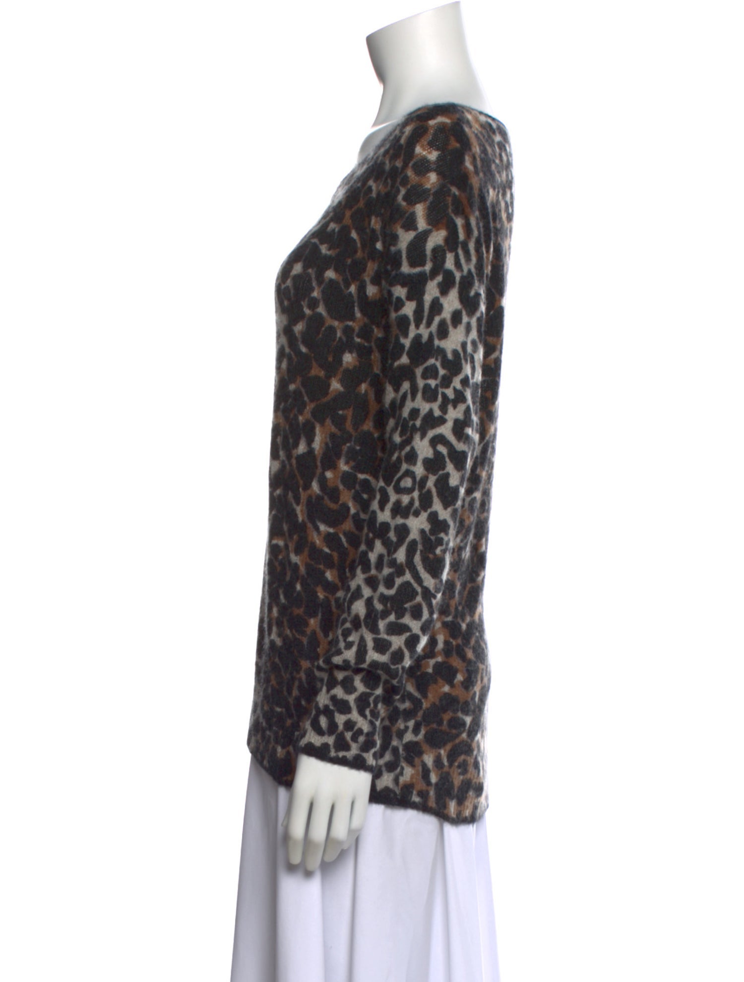 360 Cashmere Animal Print Scoop Neck Sweater