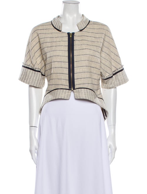 Shui Chen Striped Crew Neck Crop Top