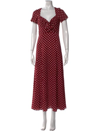 Callipygian Polka Dot Print Midi Length Dress
