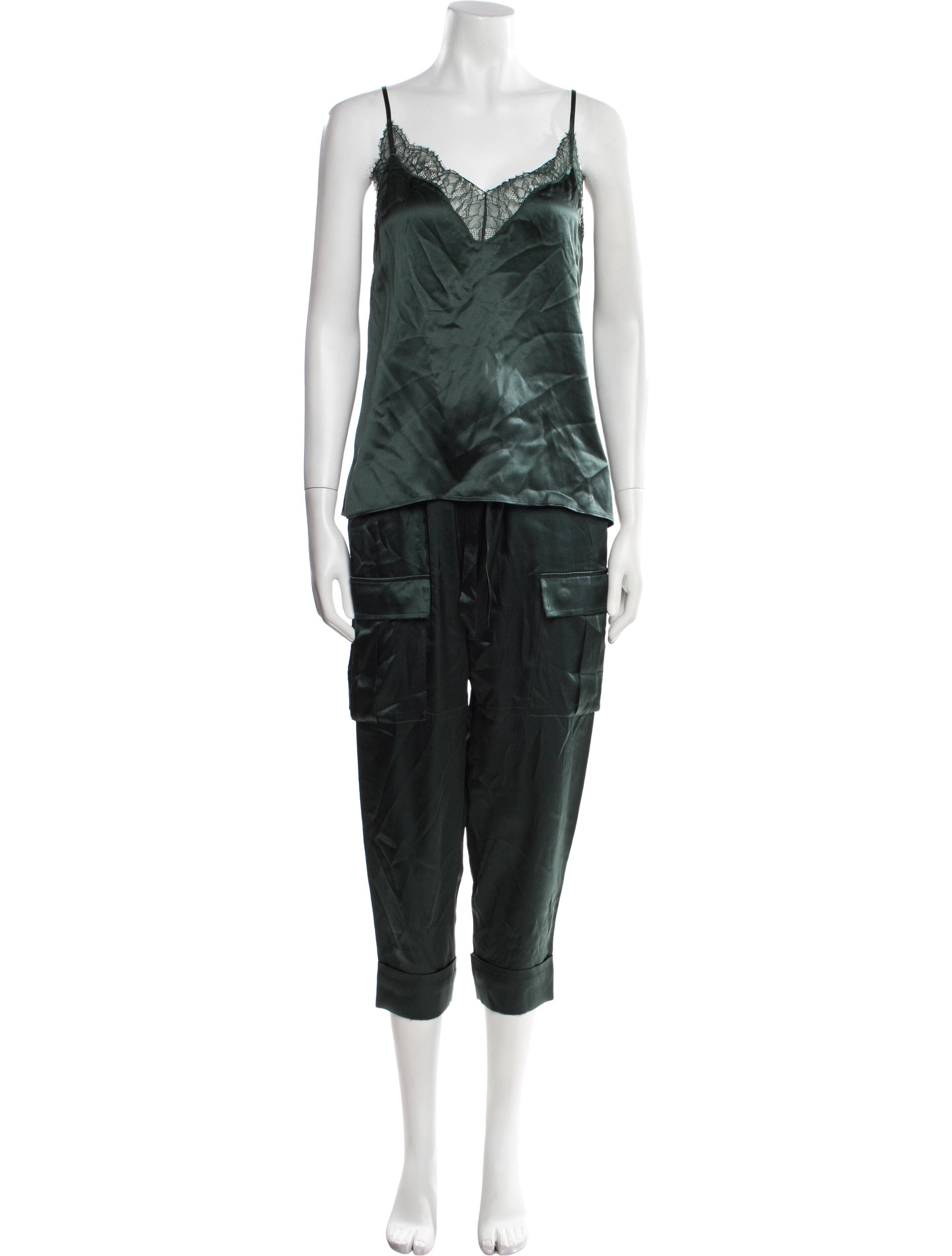 Cami NYC Silk Lace Trim Embellishment Pant Set