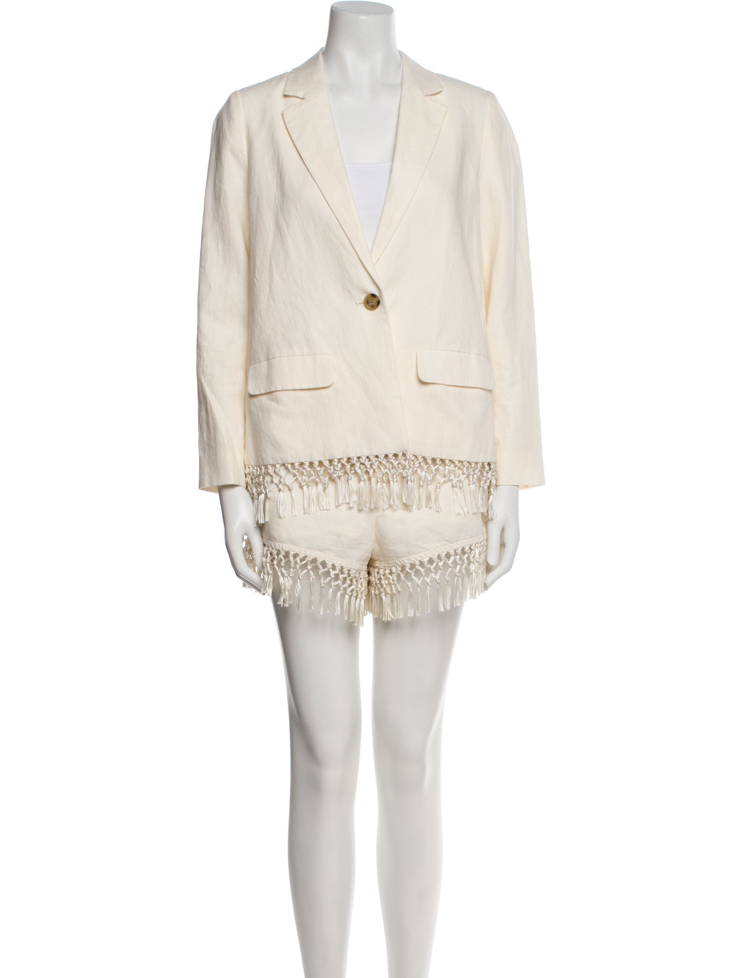 Cami NYC Linen Fringe Trim Accent Short Set