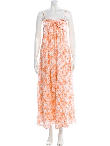 Pre-owned Cami Nyc Linen Long Dress In Orange