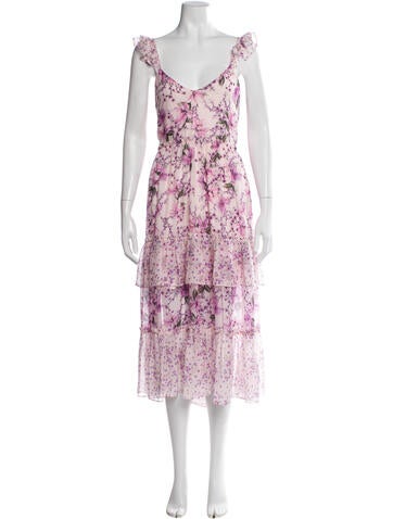 Pre-owned Cami Nyc Silk Midi Length Dress In Purple