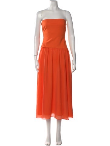Pre-owned Cami Nyc Strapless Midi Length Dress In Orange