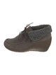 Camper Suede Fur Trim Lace-Up Boots
