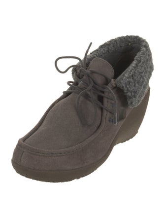 Camper Suede Fur Trim Lace-Up Boots