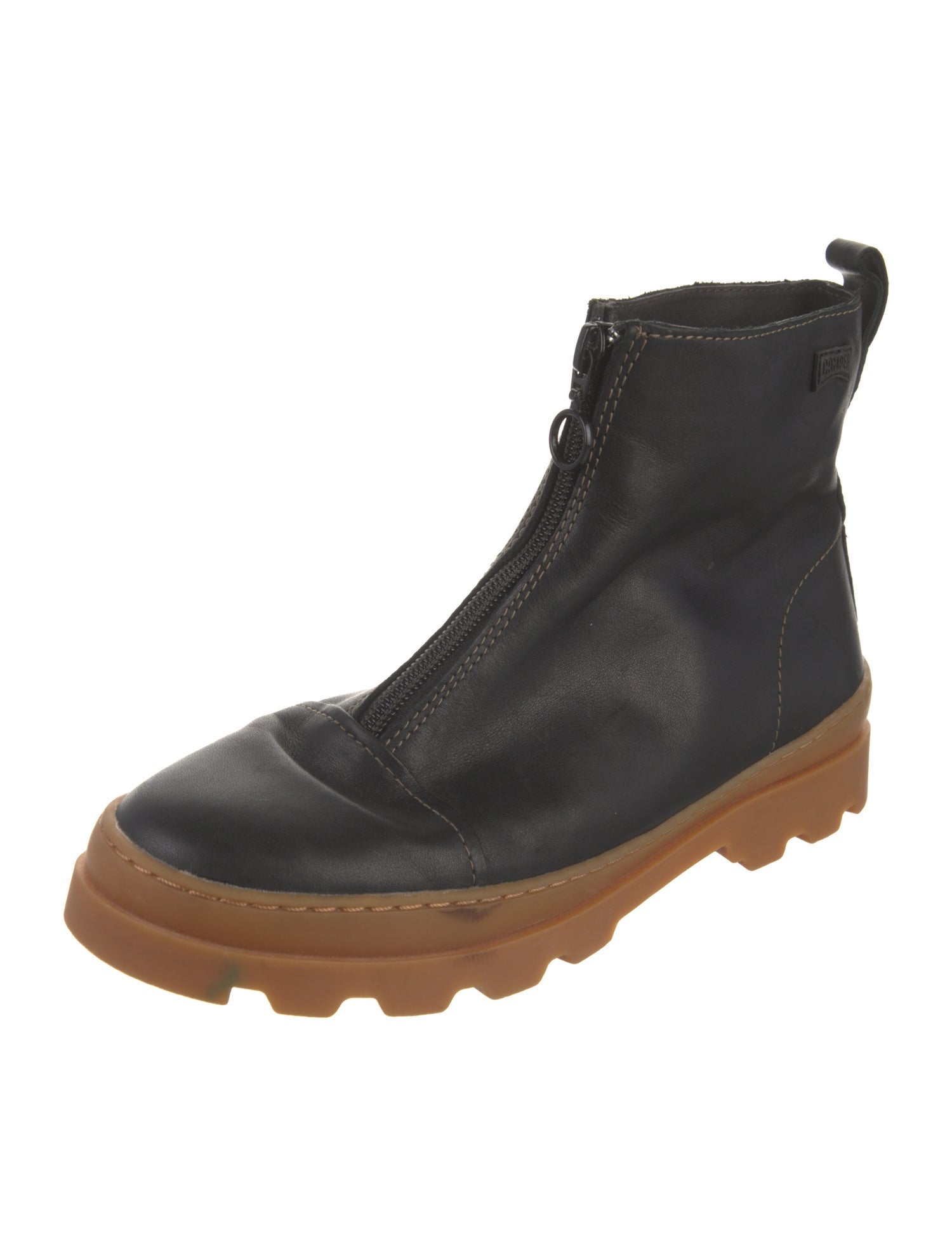 Camper Leather Colorblock Pattern Lace-Up Boots