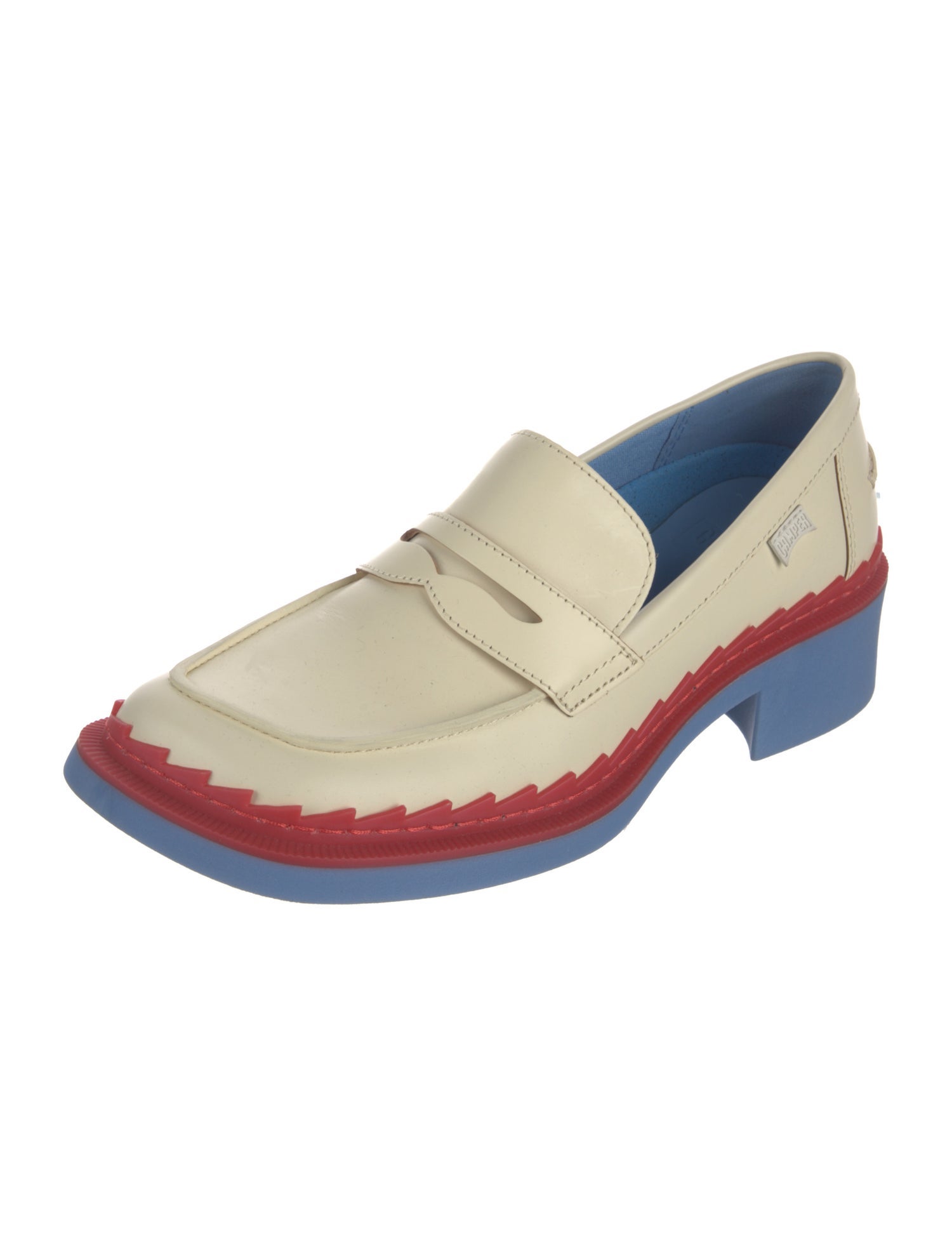 Camper Leather Colorblock Pattern Pumps